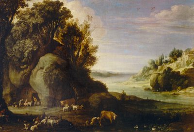 Landschap met kuddes en herders door Paul Bril